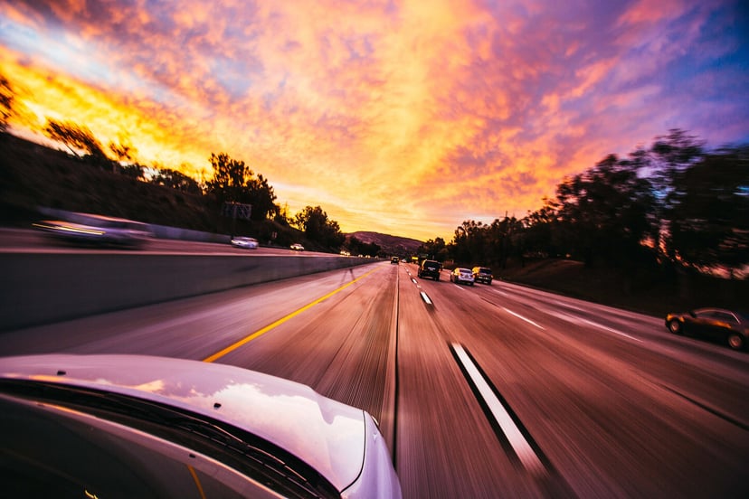 Fast Car On Highway