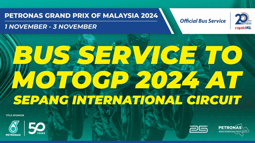 Perkhidmatan Bas Rapid KL semasa MotoGP 2024: bas penuh dengan penumpang menuju ke Litar Antarabangsa Sepang, memberikan alternatif selesa dan menjimatkan kos berbanding memandu sendiri, terutama dengan harga petrol yang meningkat di Malaysia